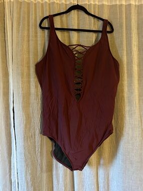 One piece Swimsuit with Plunge neckline